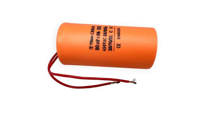 Конденсатор рабочий 90 мкФ/450; кп 90/450~/60x124/5/-25~70C/пл/2L, ма